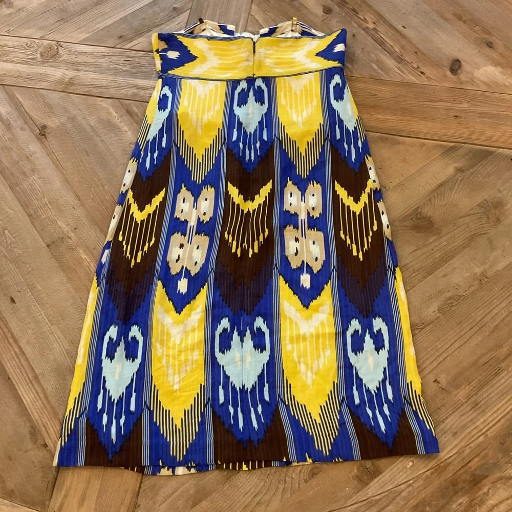 Tory‎ Burch Strapless Leeona Dress Blue Island Ikat Print Size 6 NWT